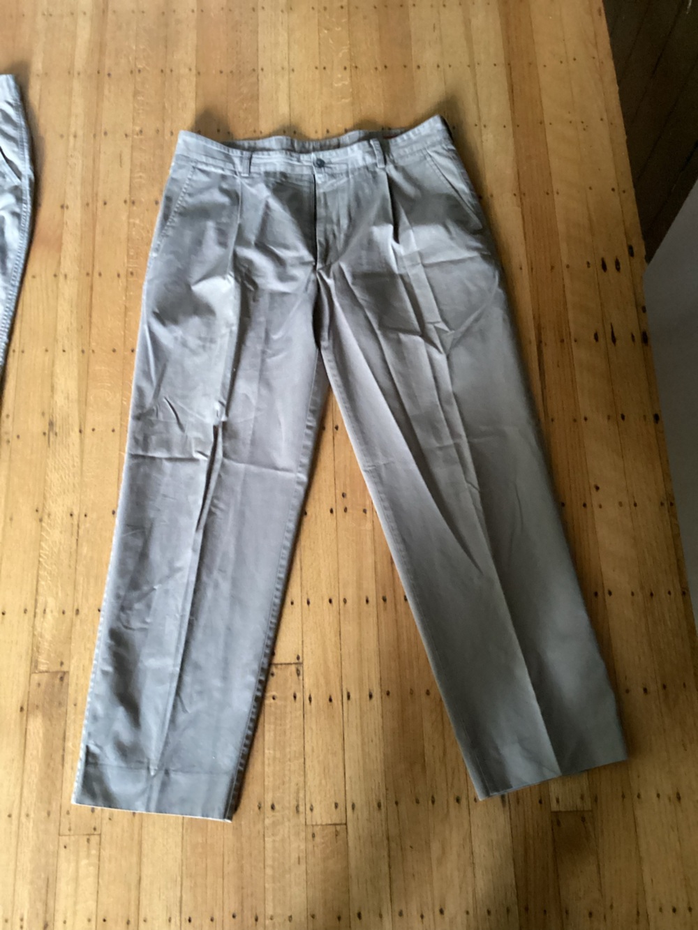Beige Straight-Leg Pants